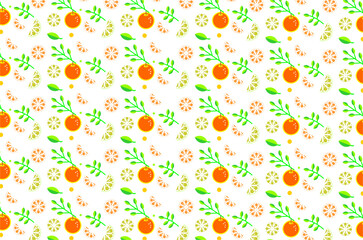 Seamless pattern citrus slices and orange fruit. Set of citrus slices and orange fruits. Citrus slices collection. Orange fruits pattern background. Seamless pattern of lemon fruit slices. 