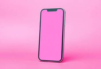 Vintage cartoon phone mockup, blank screen, pink background,  style,  social