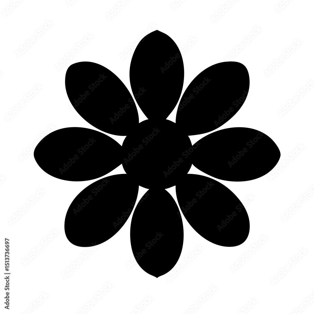 Poster silhouette flower with grouped round petals icon on transparent background for web and graphic desig