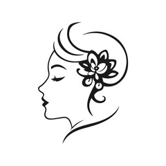 Elegant woman silhouette, female profile vector, beauty salon logo, lady face outline, stylish girl head design