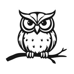 Owl logo with sharp gaze, clean lines, symbol of wisdom and power. vector owl, owl emblem, night bird, tribal owl