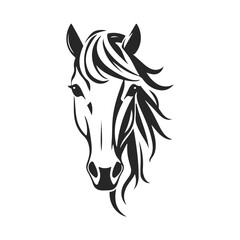 Horse head silhouette, horse head logo, animal emblem, horse symbol, vector illustration	
