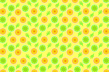 Seamless pattern citrus slices. Citrus slices shape set. Half citrus slice pattern. Citrus slice pattern background. Seamless pattern of lemon fruit slices.	