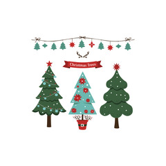 Vector set of christmas tree.