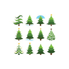 Vector set of christmas tree.