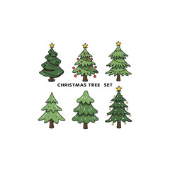 Vector set of christmas tree.