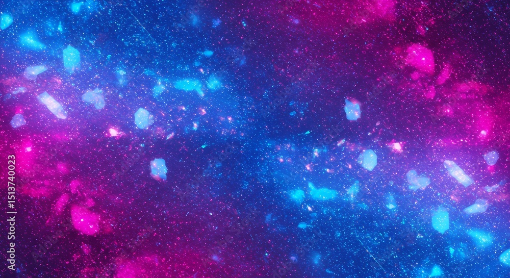 Wall mural cosmic nebula glow - vibrant blue and pink nebula with sparkling particles, perfect for backgrounds 