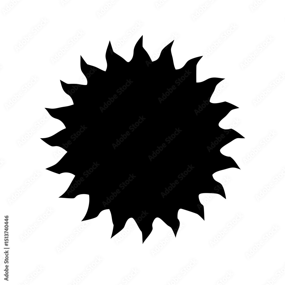 Poster silhouette jagged center burst with curls icon on transparent background for web and graphic design