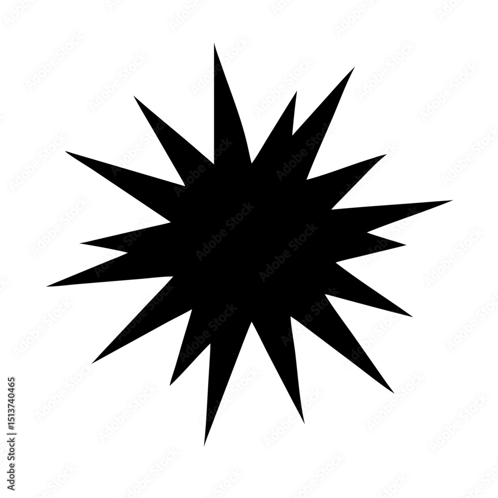Poster silhouette jagged explosive starburst icon on transparent background for web and graphic design
