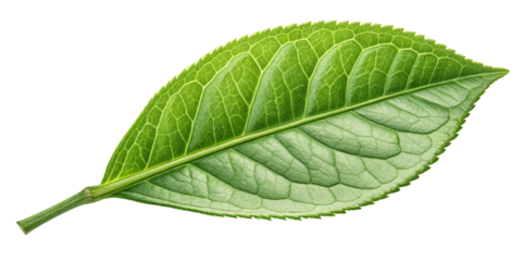 Single Green Tea Leaf Close-up Photography, Isolated on Transparent Background, Botany, Tea, Leaf, Nature