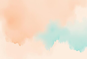 Fototapeta premium Peach and teal watercolor wash, soft abstract texture, illustration, wallpaper