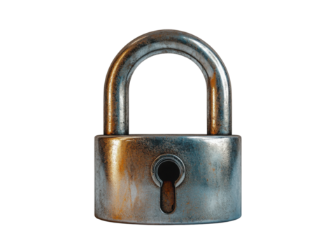 A rusty old lock with a keyhole