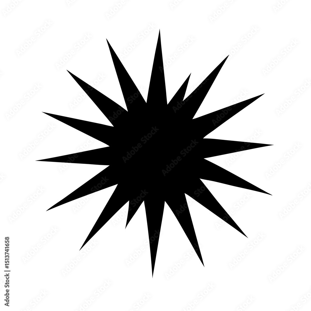 Poster silhouette multi point dramatic burst icon on transparent background for web and graphic design
