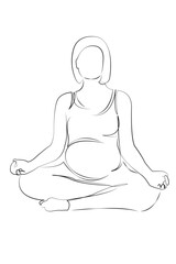 One continuous line drawing on white isolated background. Minimalism linear illustration. mother, female, pregnant, woman, lifestyle, resting, adult, indoor, relaxation