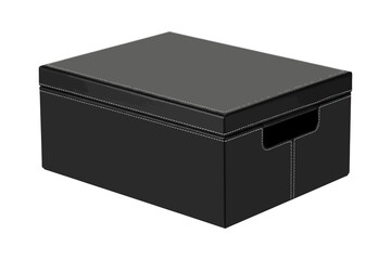 Elegant Black Faux Leather Storage Box Vector Illustration PNGs