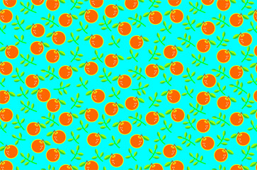 Seamless pattern of cute orange  featuring green leaves. Perfect for background, fabric, textile, packaging and other commercial needs.