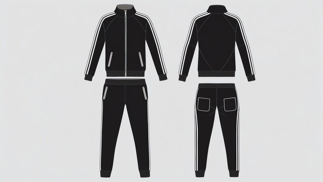 Casual jersey suits (for sports, training etc.) vector illustration set  white and black