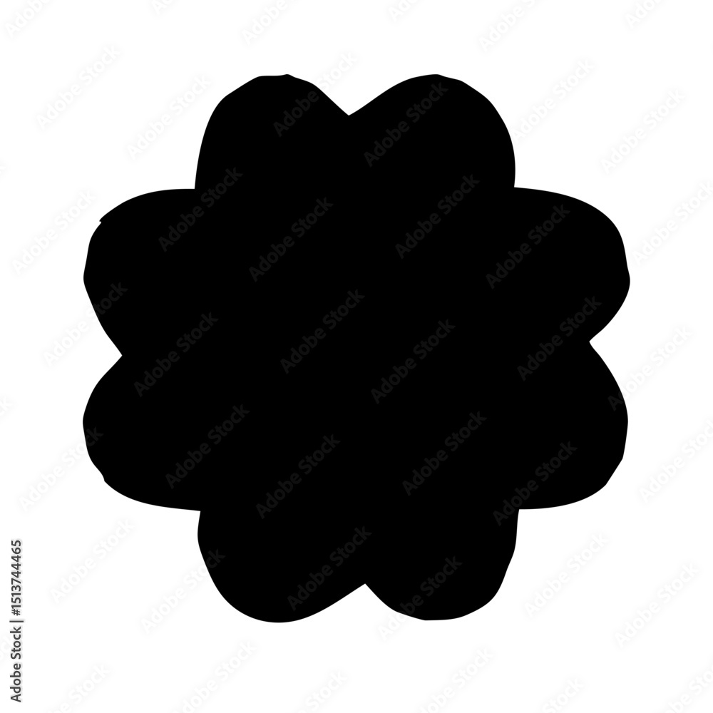 Poster silhouette scribbled circular flower icon on transparent background for web and graphic design