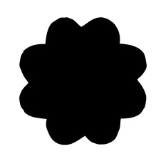 Silhouette scribbled circular flower icon on transparent background for web and graphic design