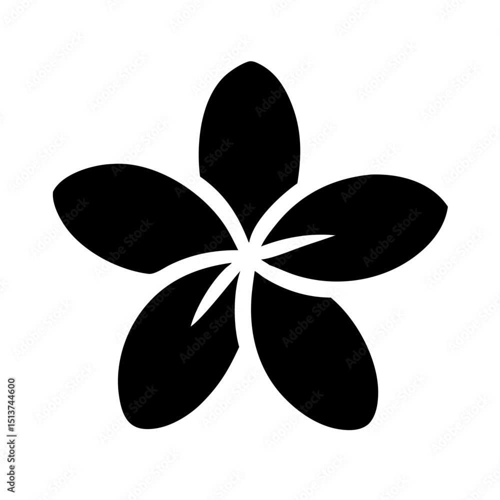 Poster silhouette simple flower with five petals icon on transparent background for web and graphic design