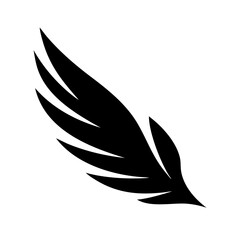 Silhouette sleek upward feather wing icon on transparent background for web and graphic design