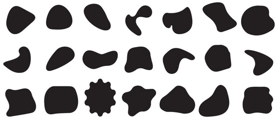 Fototapeta premium Solid Black Abstract Blob Shape Vector Collection