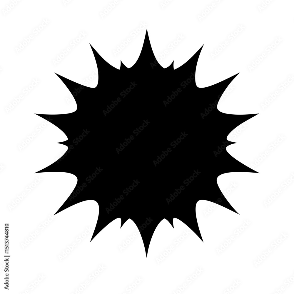 Poster silhouette smooth edged wide bubble burst icon on transparent background for web and graphic design