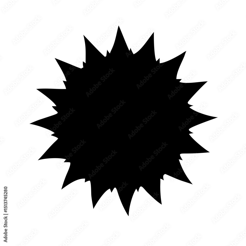 Poster silhouette spiky flower with irregular edges icon on transparent background for web and graphic desi