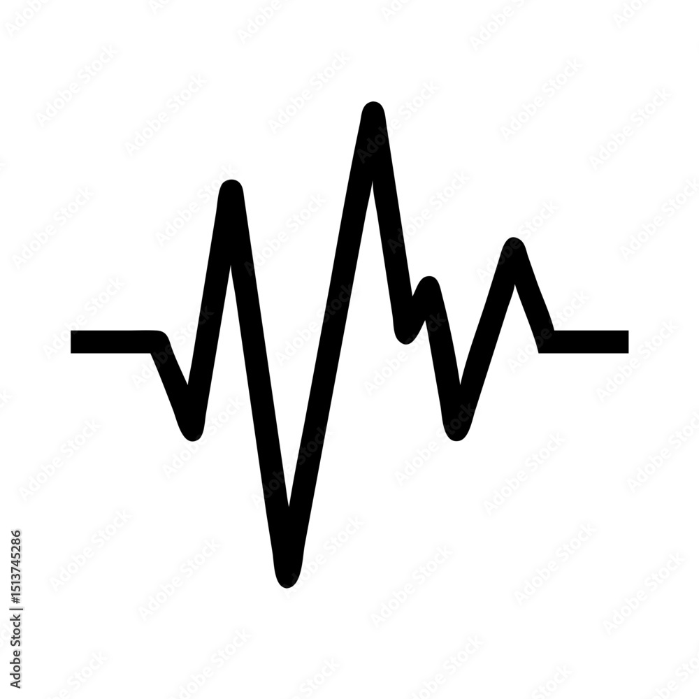 Poster silhouette steady rhythm heartbeat wave icon on transparent background for web and graphic design