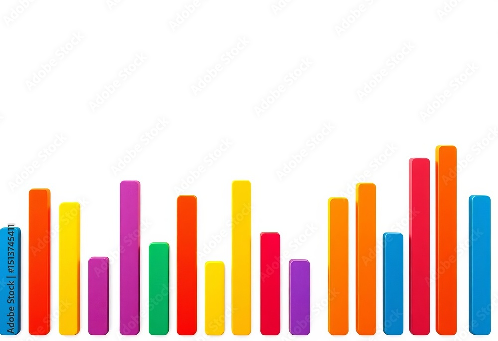 Fototapete a colorful bar chart icon digitally rendered on a white background, progress, visualisation