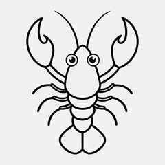 line art of a lobster head on the white background