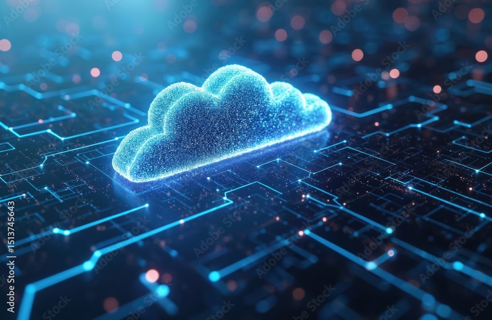Aufkleber Cloud computing network with secure encrypted storage. Protection personal data via verified technology, encription security protocol. Wireless file transfer, drive service, global database