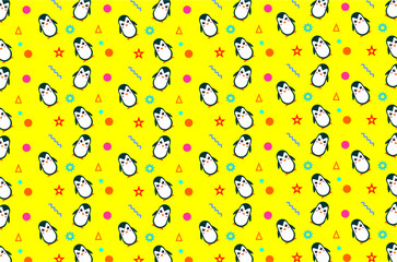 Seamlesss pattern of cute penguin background. Perfect for background, backdrop, wallpaper, textile, fabric and other commercial needs. Isolated concept.