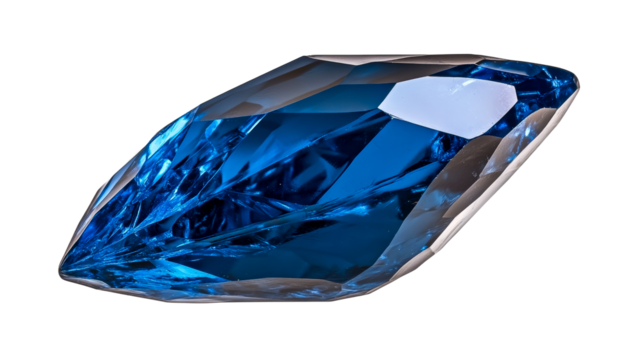 Shiny Blue Gemstone Close Up Isolated, cut out transparent