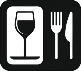  A solid black icon showing a knife, fork, and spoon spaced evenly.