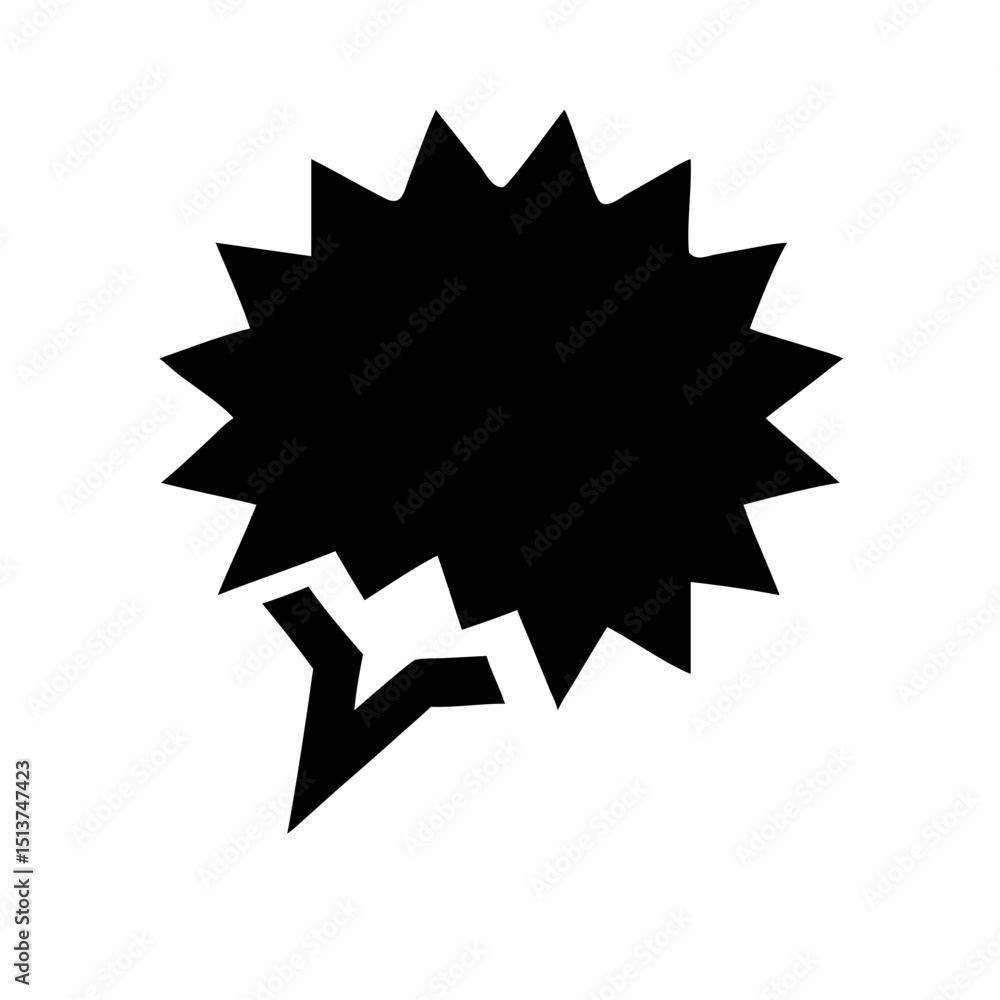 Poster silhouette wide jagged speech burst icon on transparent background for web and graphic design
