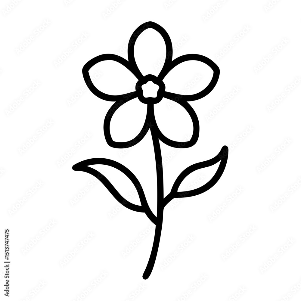 Poster simple flower with five petals icon on transparent background for web and graphic design