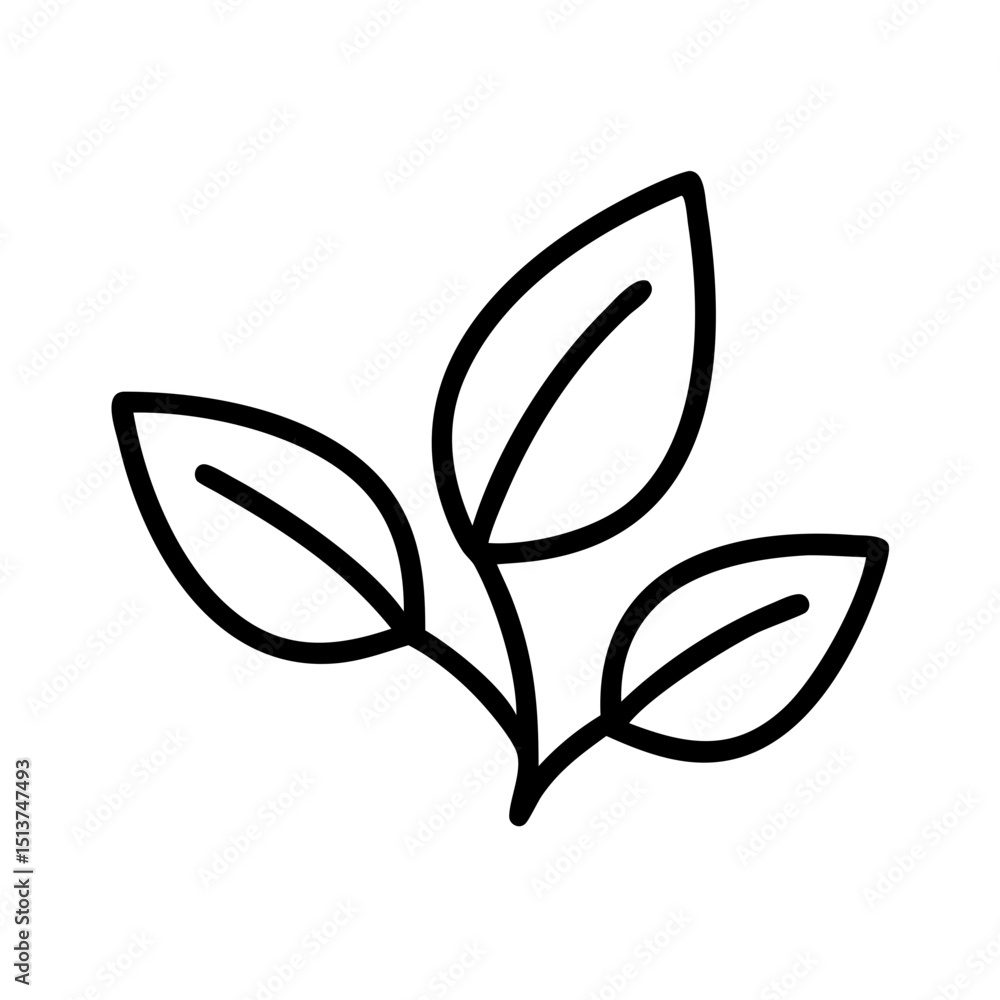 Aufkleber small clustered leaf trio icon on transparent background for web and graphic design
