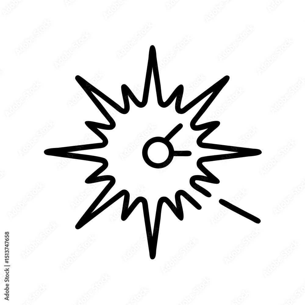 Poster spiked burst with central hole icon on transparent background for web and graphic design