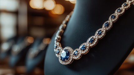 This stunning necklace features sparkling diamonds and deep blue sapphires, showcasing a perfect blend of elegance and luxury in jewelry design for every occasion.
