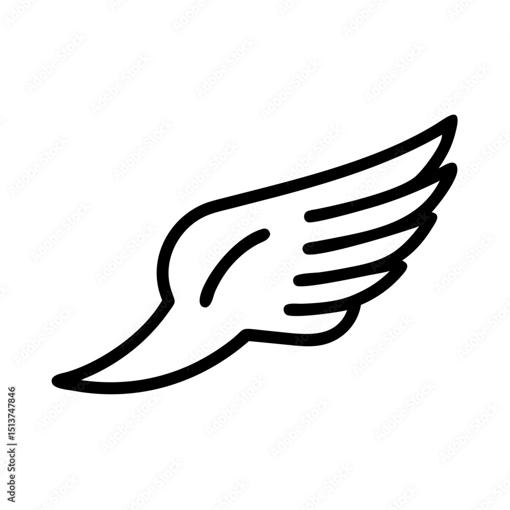 Aufkleber streamlined avian wing icon on transparent background for web and graphic design