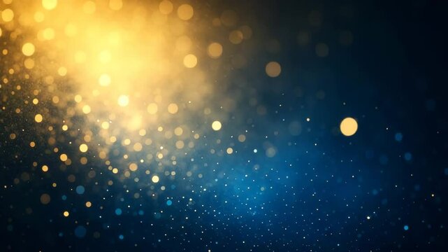 Fundo de v&iacute;deo abstrato festivo azul com bokeh dourado em movimento &ndash; v&iacute;deo footage para design estiloso e introdu&ccedil;&atilde;o