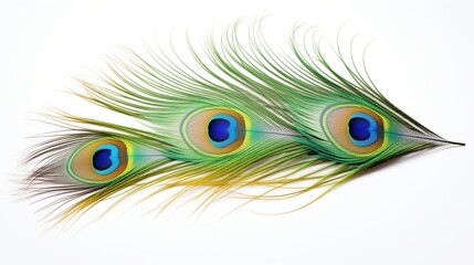 Obraz premium A close-up of a peacock feather, focusing on the vibrant, iridescent eye pattern in the center, displaying a stunning range of blues, greens, and golds