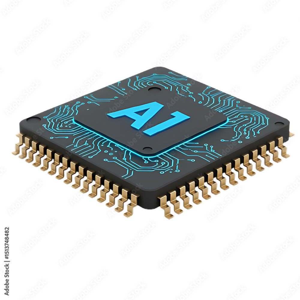 Poster ai microchip processor circuit board technology isolated on white background