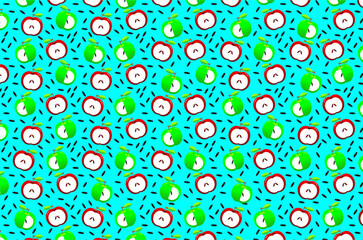 Seamless pattern of cute red apples and green apples. Seamless pattern of doodle fruit apple. Seamless pattern of sweet red and green apples.