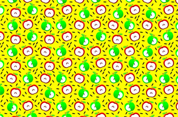 Seamless pattern of cute red apples and green apples. Seamless pattern of doodle fruit apples. Seamless pattern of sweet red and green apples.