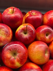 Bright Red Apples in Market Display