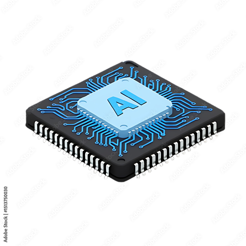 Aufkleber isometric ai microchip processor circuit board technology isolated on white background