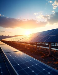 Solar panels perspective view background, green energy concept, eco electricity production