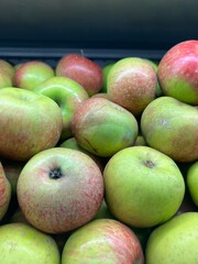Fresh Green Red Apples on Display